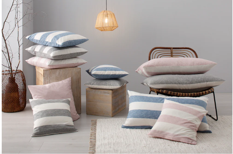 4x Otto Products Kissenhüllen Bio Baumwolle grau weiß