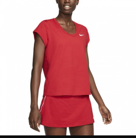 Nike Damen T-Shirt Tee Dri-Fit Court Dry Fitness rot - Sportsgeiz