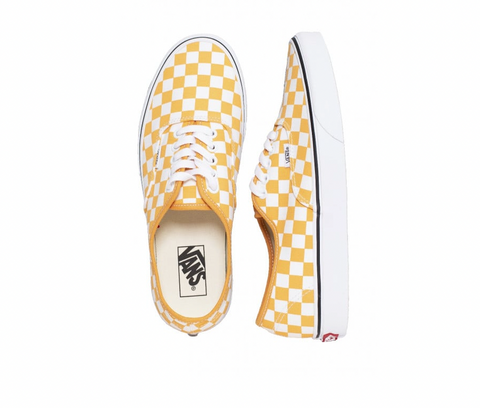 Vans Authentic Checkerboard Sommer Sneakers Schuhe yellow white