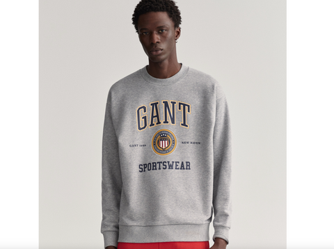 Gant Crew Crest Shield Rundhals Sweatshirt Herren grau