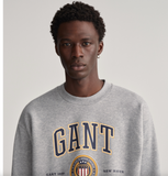 Gant Crew Crest Shield Rundhals Sweatshirt Herren grau