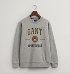 Gant Crew Crest Shield Rundhals Sweatshirt Herren grau