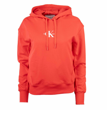 Calvin Klein Jeans Damen Hoodie Sweatshirt Monogram Logo rot