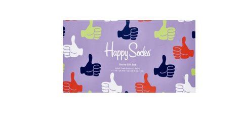 Happy Socks Socken Box lila Geschenkebox 3er Packung Herren Damen bunt