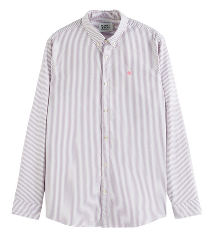 Scotch & Soda Herren Freizeit Hemd ESSENTIALS Regular Fit langarm flieder