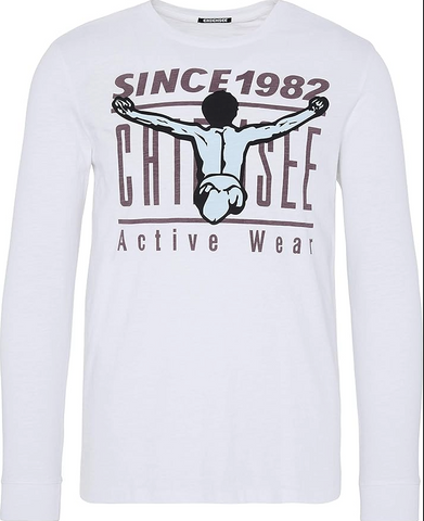 Chiemsee Active Wear Langarmshirt Longsleeve Doppelpackung (2er Pack) Herren Baumwolle Shirt weiß marine