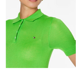 Tommy Hilfiger Damen Polo Button Shirt Sweat grün
