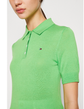 Tommy Hilfiger Damen Polo Button Shirt Sweat grün