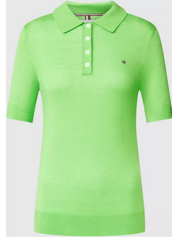 Tommy Hilfiger Damen Polo Button Shirt Sweat grün