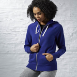 Reebok Fullzip Yoga Fleece Hoodie Sweater Damen Kapuzensweatshirt lila