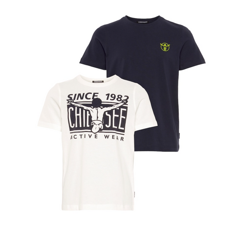Chiemsee Logo T-Shirt 2er Packung Jungen weiß dunkelblau