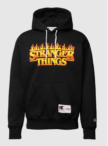 Champion X Stranger Things Netflix Hoodie Kapuzensweatshirt Herren schwarz