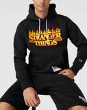 Champion X Stranger Things Netflix Serie Herren  Hoodie Kapuzensweatshirt schwarz