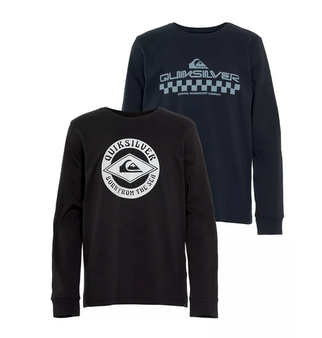 Quiksilver Langarmshirt Jungen Doppelpack (2x Longsleeve) mit Logodruck schwarz marine