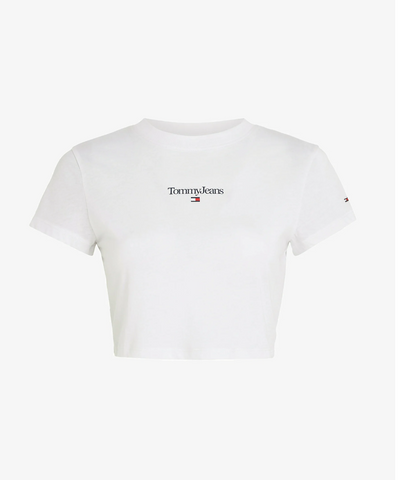 Tommy Hilfiger  Jeans Cropped T-Shirt Essential Logo Damen weiß