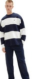 Tom Tailor Denim Oversized Sweatshirt Streifenmuster in dunkelblau weiß