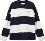 Tom Tailor Denim Oversized Sweatshirt Streifenmuster in dunkelblau weiß