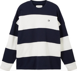 Tom Tailor Denim Oversized Sweatshirt Streifenmuster in dunkelblau weiß