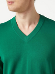 Marc O'Polo V-Ausschnitt Pullover Herren Strickpullover aus reiner Bio-Baumwolle grün