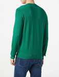 Marc O'Polo V-Ausschnitt Pullover Herren Strickpullover aus reiner Bio-Baumwolle grün
