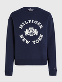 TOMMY HILFIGER  VARSITY FLOCKED LOGO SWEATSHIRT Damen dunkelblau