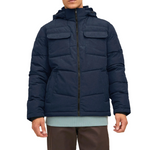 Jack & Jones Herren Jacke  Brady Winterjacke  Pufferjacke mit Kapuze blau