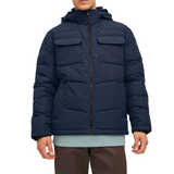 Jack & Jones Herren Jacke  Brady Winterjacke  Pufferjacke mit Kapuze blau