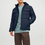 Jack & Jones Herren Jacke  Brady Winterjacke  Pufferjacke mit Kapuze blau