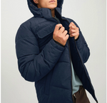 Jack & Jones Herren Jacke  Brady Winterjacke  Pufferjacke mit Kapuze blau