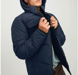 Jack & Jones Herren Jacke  Brady Winterjacke  Pufferjacke mit Kapuze blau