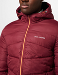 Jack & Jones Herren Globus Puffer Jacket Jacke Zip Kapuze rot