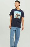 Jack & Jones Herren T-Shirt Surfer Graphic Shirt blau