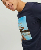 Jack & Jones Herren T-Shirt Surfer Graphic Shirt blau
