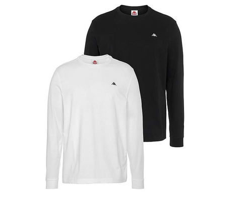 Kappa Langarmshirt Longsleeve (2er Packung) Herren Shirt Baumwolle weiß schwarz