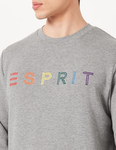 Esprit Herren Classic Logo Sweatshirt Retro Style grau