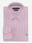 TOMMY HILFIGER Regular Fit Herren Hemd Business Hemd pink weiß