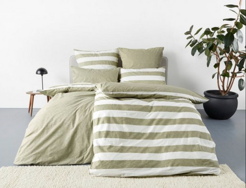4x Otto Wendebettwäsche Set 135 CM x  200 CM mit Kopfkissenbezug (2 teilig) Bio-Baumwolle grün weiß