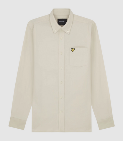 Lyle & Scott Hemd Button Down Kragen  Plain Flannel Shirt Herren creme