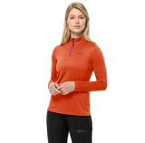 Jack Wolfskin Sky Thermal Half Zip Langarmshirt Stehkragen Damen orange