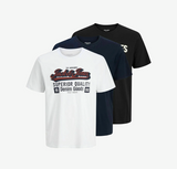 Jack & Jones 3er Packung Herren T-Shirts Sommer Baumwolle Logo - Sportsgeiz