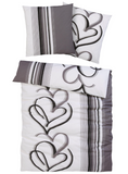Otto Home Bettwäsche Set ( 135 cm X 200 cm , 80 CM x 80 CM) Love Hearts Baumwolle weiß grau - Sportsgeiz