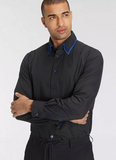 Bruno Banani Herren Button Down Kragen Business Shirt schwarz - Sportsgeiz