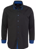 Bruno Banani Herren Button Down Kragen Business Shirt schwarz - Sportsgeiz