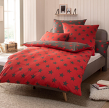 Otto Home Wendebettwäsche Set (40x80 cm + 135x200 cm)  Stella Sterne Baumwolle rot anthrazit