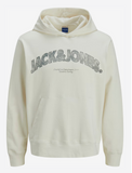 Jack & Jones Herren Kapuzensweatshirt Logo Hoodie grau weiß - Sportsgeiz