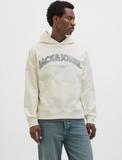 Jack & Jones Herren Kapuzensweatshirt Logo Hoodie grau weiß - Sportsgeiz