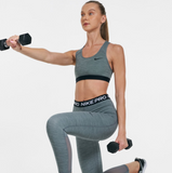 Nike Dri-Fit Swoosh Sport BH Top Yogo Pilates Oberteil grau