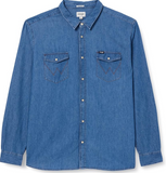 Wrangler Jeans Hemd Herren Ls Denim Langarm Shirt blau