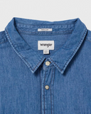 Wrangler Jeans Hemd Herren Ls Denim Langarm Shirt blau