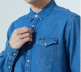 Wrangler Jeans Hemd Herren Ls Denim Langarm Shirt blau